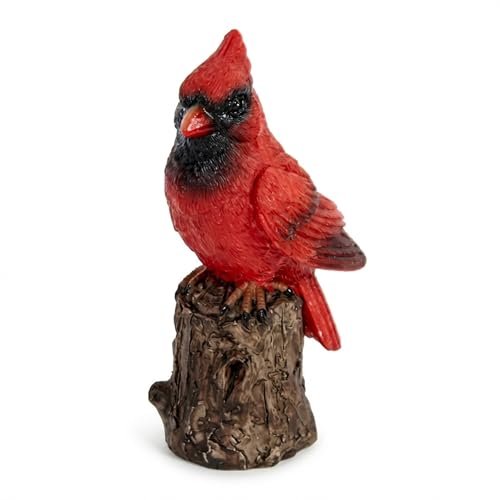 The Bridge Collection Little Cardinal Perched on a Branch Figurine - Red Bird on Stump Resin Tabletop Decoration - Memorial Cardinal