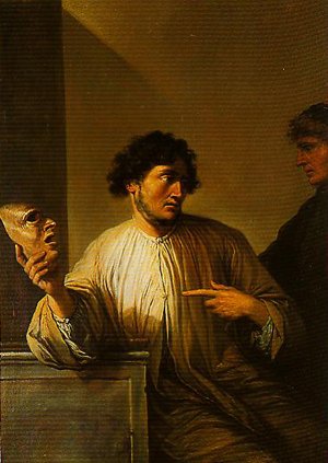 Peinture à l'huile de maître The Lie par Salvator Rosa - Toile de 12x16 pouces