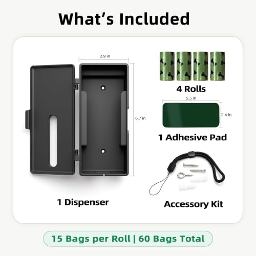 URSPET Dog Poop Bag Dispenser Wall Mount Outdoor Indoor — view 3
