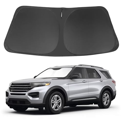 Image of Windshield Sun Shade Fit for 2020-2024 2025 2026 Ford Explorer SUV, ST XLT, Limited, Platinum Accessories Foldable Sunshade Sun Visor Protector Keep Car Cool