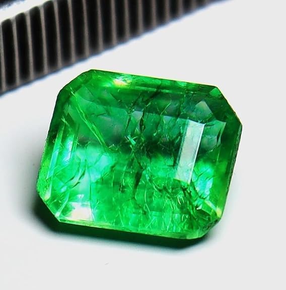 9-10 Ct Natural Green Emerald Certified Loose Emerald Cut Gemstone for Jewellery Making - 14x7 MM