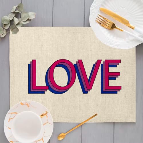 Set de table lin grand format antitache Pride LGBT Bi Love