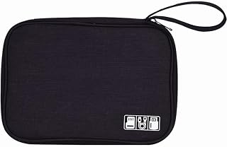 DDUP Cable Organiser Bag,Travel Cable Bag, Electronics Accessories Organizer Bag, Airplane Travel Essentials Gadget Storage Bag with Handle for Power Bank, Memory Card, Chargers and Hard Disk, Black