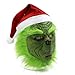 casapre Christmas Green Big Monster Mask Santa Claus Halloween Csoplay Costume Props Xmas Funny Full Face Mask for Party (Mask-A)