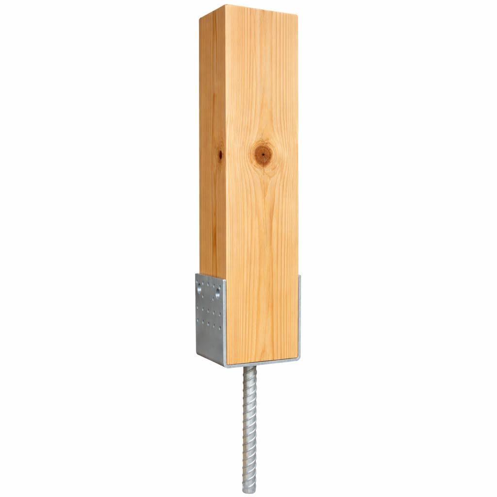 BirnePower U-Pfostenträger mit Dolch 141mm PSS140 - Pfostenanker zum Einbetonieren Galvanisch Verzinkt - Riffelstahl Betonanker 370mm Länge 4mm Stärke für Holzbalken (12 Stück)