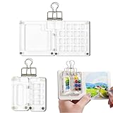 harukita 絵の具パレット ミニ水彩スケッチブック 水彩トレイ ケース ポータブルパレット 蓋付き 透明 アクリル 金属クリップ付き 2個セット 8色+15色