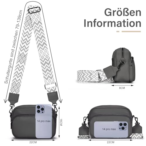 GASSDA Umhängetasche Damen Kleine Handtasche Damen PU Leder Crossbody Bag Moderne Taschen mit Abnehmbarem Schultergurt