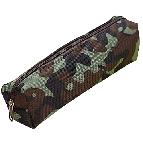 Camouflage Zip Canvas Pencil Case Students Pencil Case for Girls and Boys (Camo Green)