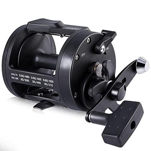 Image of Sougayilang Round Baitcasting Fishing Reel for Catfish, Salmon /Steelhead, Striper Bass, Pike,Inshore Surf Fishing Reels, Conventional Reel-4000