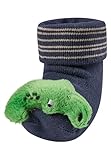 Sterntaler Baby Rasselsocken Krokodil – Baby-Socken mit Umschlag, Innenfrottee, Krokodil-Figur und integrierter Rassel, Blau, Größe 16