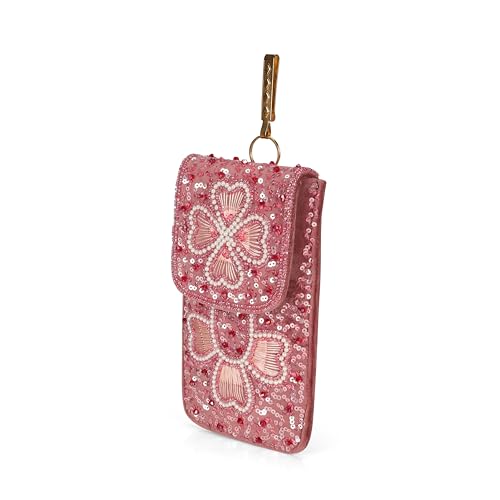 Image of J I ACCESSORIES Velvet Saree Clutch Mobile Pouch Waist Clip Ladies Purse Gift For Women