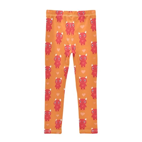 Girls' Athletic Leggings Ankle Length Yoga Dance Pants Kids Teen 4T Red Devil2