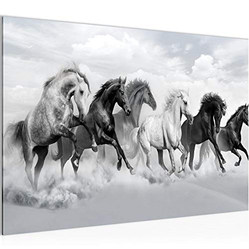 Runa Art Tableau mural Les Chevaux Moderne Tableau Decoracion Murale - animaux Noir et blanc Salle 032515c