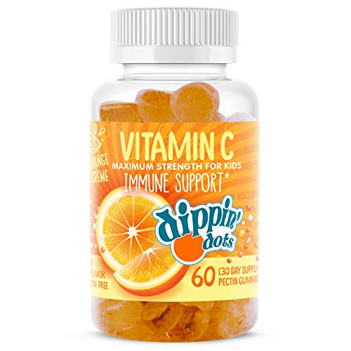 Dippin' Dots - Vitamin C Gummies for Kids Immune Support (60 Gummies)| Maximum Strength for Children in Delicious Orange Cream Flavor | Natural Fruit Pectin Chews | Vegan, Non-GMO Gluten Free