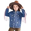 Miipat – Chaqueta de mezclilla para niñas pequeñas, con parches de lentejuelas, estilo jean, manga larga, con botones, para niños pequeños