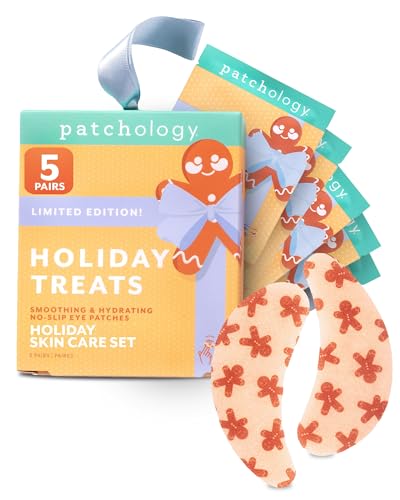 Patchology Holiday Treats Gingerbread Under Eye Patches Gift Set - Cute Stocking Stuffers with Gingerbread Scent - No-Slip Masks that Hydrate, Soothe and Refresh Skin - 5 Pair (Limited Edition)