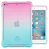 Dteck for Apple iPad mini 5th Gen, Mini 4/3/2/1 (7.9') Slim Clear Case, Protective Lightweight Soft TPU Stylish Cute Thin Colorful Transparent Tablet Back Cover with Reinforced Corners, Rose/Mint