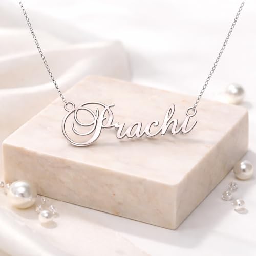Image of Prachi Cursive Gold & Silver Name Pendant Necklace, Best Jewelry Gift for Girls.