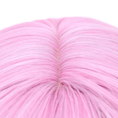 Image of PATTNIUM Light Pink Wig for Kids Short Wavy Pink Wig with Bangs Girls Synthetic Hair for Cosplay Costume