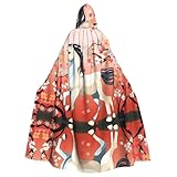 WHJDPP Umhang mit Kapuze und blühenden Bäumen, bedruckt, für Erwachsene, super großer Kapuzenumhang ohne Reißverschluss