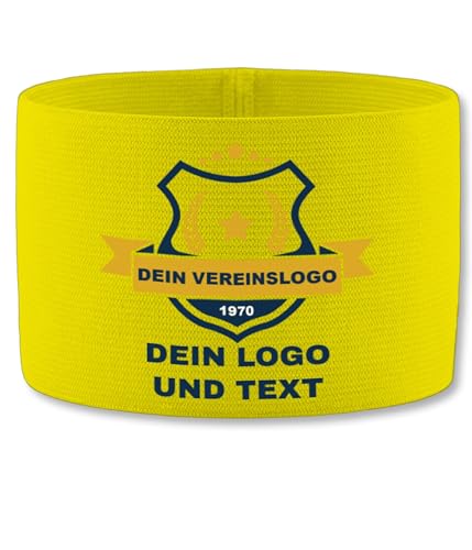 JAKO Kapitänsbinde - Foto Bild - Vereinslogo selber gestalten - Team Party eigenes Logo bedrucken - 27 x 8 5 cm - Neongelb - fussball armbinde personalisieren oberarmbinde wunschtext custom druck