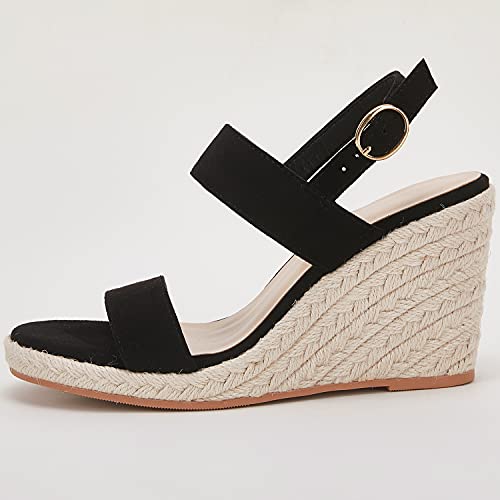 Image of VETASTE Womens Espadrille Wedge Sandals Heels Open Toe Platform High Heeled Ankle Strap Buckle Dress Wedges Shoes