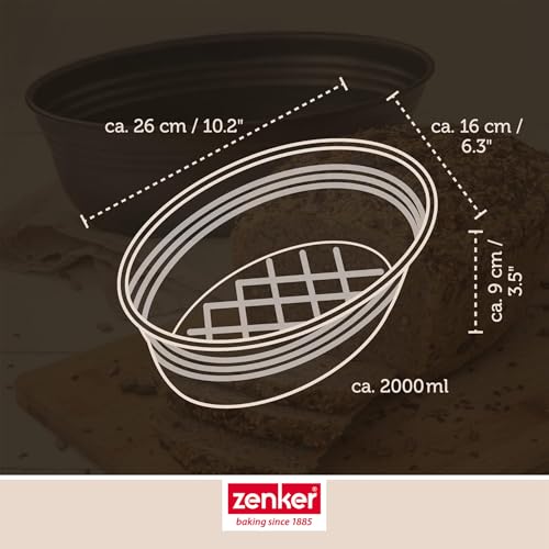 Zenker Stampo ovale 26,5cm con fondo a nido d'ape per Pane e Lievitati Carbon Steel con rivestimento antiaderente Teflon Classic Colore nero Linea Black Metallic - immagine 6
