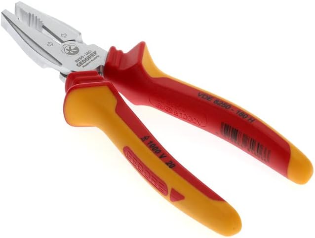 GEDORE VDE 8250-180 H VDE Heavy Duty Combination Pliers with VDE Insulating Sleeves 180 mm