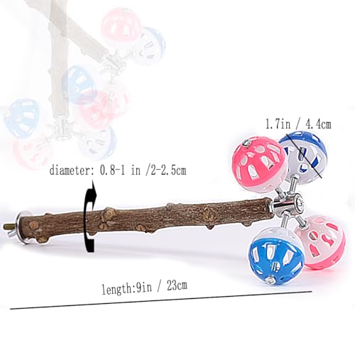 Pepper Wood Bird Perch Toy with Rotating Balls,Bird Stand Toy for Parakeet, Natural Wood Stand Perch Toy for Metal Cage, Fun Toy for Parrots Cockatiels Budgies Budgerigars Parrotlets Lovebirds Ringne