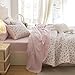 Wake In Cloud - Floral Quilt Set, Coquette Cottagecore Shabby Chic Flower Pattern for Women Teen Girls, Reversible Lightweight Bedspread Coverlet, 3 Pieces, Pink, Twin/Twin XL Size