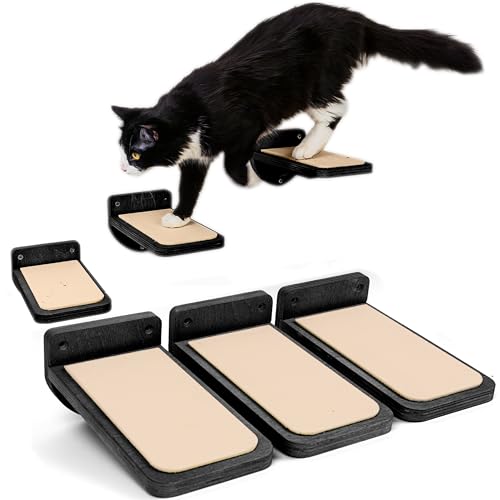 INICIO Wandtreppe für Katzen zum Klettern, Schwarz, Set mit 3 Katzenwandtreppen mit Befestigungen, 23,6 x 11,9 cm, schwimmende Stufen zum Klettern oder Spielen, für Kätzchen und ausgewachsene Katzen INICIO Wandtreppe für Katzen zum Klettern, Schwarz, Set mit 3 Katzenwandtreppen mit Befestigungen, 23,6 x 11,9 cm, schwimmende Stufen zum Klettern oder Spielen, für Kätzchen und ausgewachsene Katzen