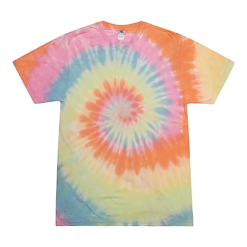 Colortone Vintage Wash Tie Dye T-Shirt for Women and Men, Pastel, Medium