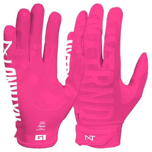 Nxtrnd G1 Pro Mens Football Gloves Adult Sticky Receiver Gloves (Pink Small)