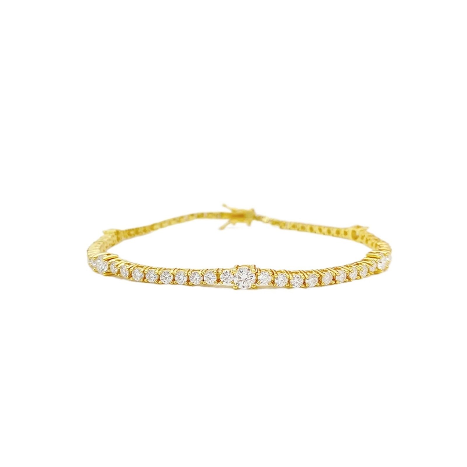 LYGBAOFUL Armband-Armband mit Moissanit-Tennisarmband, 14 Karat vergoldet, Ins D Vvs1, Moissanit-Diamant-Handarmband, 925er Silber, Damen-Pass-Tester (weiß vergoldet, 20,3 cm)