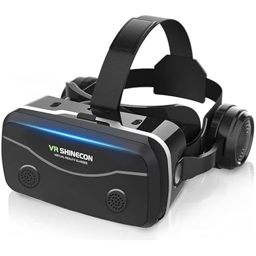 Smartphone VR Headset with Built‑in Headphones, Immersive 3D for 4.7-7.2" iPhone/Android, HD Aspheric Lenses, Adjustable Focus & Pupil Distance, Advanced Heat Dissipation for Comfort
