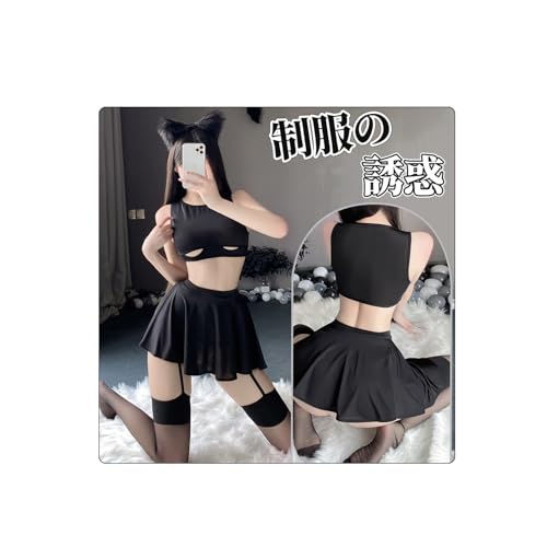 [RPFLQ] セクシー ランジェリー ベビードール 秘書服 ol 女教師 エッチ 過激 胸空き レース ミニスカ 透け透け シースルー レディース 衣装 可愛い 萌え 撮影 上下セット 3点セット - 画像1