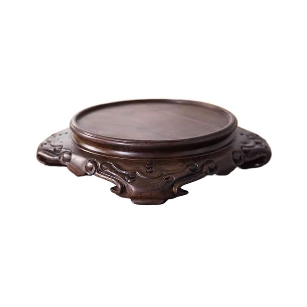 birene Vase Stand Ebony Carving Bonsai Display Stand, Flower Pot Teapot Ornament Base Holder(L)