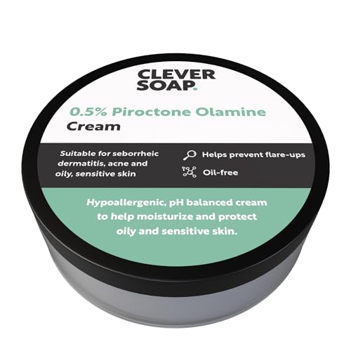 Clever Soap 0.5% Piroctone Olamine Face & Body Cream - Helps Prevent Flare-Ups - Suitable For Seborrheic Dermatitis, Psoriasis, Acne, Dry & Oily, Sensitive Skin - Fragrance & Oil Free, For Men & Women