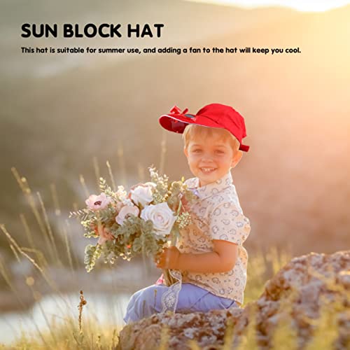 1Pc Energy Storage Hat for Fan Lightweight Sun Protection Cap for Boys for Summer Activities Keeps Cool with Solar Power Red3