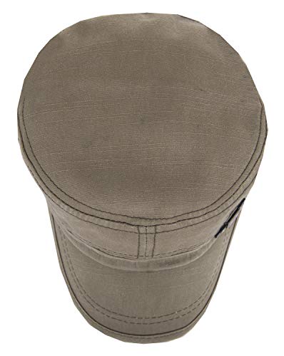 Image of QZUnique Adjustable Flat Top Cap Solid Brim Army Cadet Style Military Hat