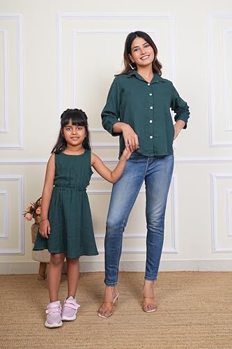 Image of Maaesa Women & Girls Mother Daughter Matching Shirt Combo || Rayon Tie-Dyed Shirt || Full Sleeve || Casual Wear || Family Twinning Outfit