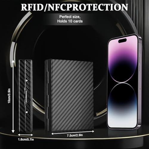 Textured Stainless Steel RFID Card Holder – Anti-Slip Etched Metal Credit Card Case with Unique Chevron Pattern – Slim Wallet for Men & Women (Blue)3