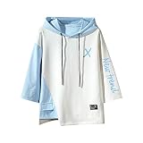 GURUNVANI Men’s Color Block Long Sleeve Casual Fashion Hip Hop Hooded Sweatshirt Shirt