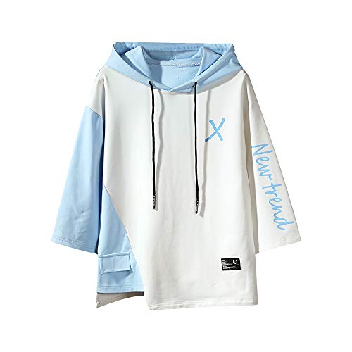 Gurunvani Men’s Color Block Long Sleeve Casual Fashion Hip Hop Hooded Sweatshirt Shirt #TOP13