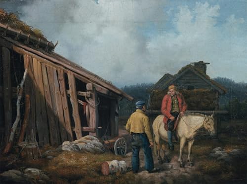 Affiche Toile Homme sur un animal Knud Bergslien 60x90cm
