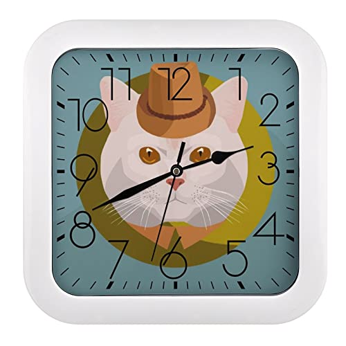 Pendule murale silencieuse chat mignon pour travailler sans bruit