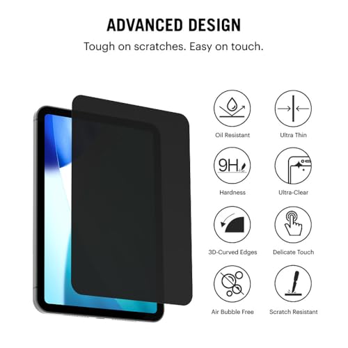 Image of DailyObjects Sheath Privacy Glass Screen Protector For iPad 11th Gen 2025 | 9H Toughened Glass Screen Protector with Bubble Free Applicator Tray