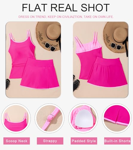 Image of Dokotoo Tankini Swimsuits for Women 2026 Two Piece Bathing Suits Tummy Control Ruched Swim Suits with Skirt