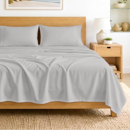 Image of SGI bedding 100% Egyptian Cotton Sheets King Size - 600 Thread Count Sheets Set, Soft, Cooling, 15 inch Deep Pocket, Luxury Hotel Bedding, Breathable, Durable - Light Gray
