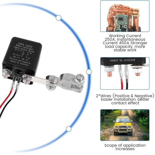 Relais de commutation de batterie 12V 200A avec interrupteur d'isolement télécommandé - 4